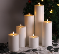 Ensemble de bougies LED en cire de paraffine pour décoration de mariage, trois tailles différentes, grand pilier floral, blanc, de la marque Mermei