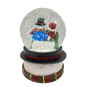 Bonhomme de neige de Noël en résine personnalisable boule de neige boîte à musique décoration de bureau décoration