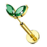 Bijoux de Piercing en Titane ASTM F136 18G Push in Threadless 2 Marquise CZ Pave Lip Labret Piercing Body Jewelry Piercings