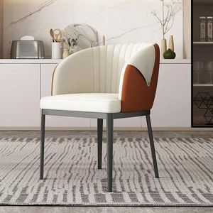 Chaise de salle à manger en métal et <span class=keywords><strong>cuir</strong></span>, style luxe léger, avec accoudoirs, design moderne, mobilier pour la maison, idéale pour hall d'hôtel, <span class=keywords><strong>club</strong></span>, salle de réunion - Product Image 1