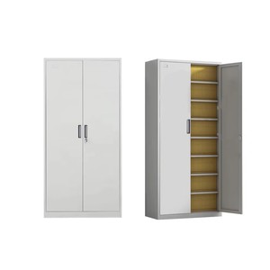 Armoire de classement métallique moderne à 2 portes avec étagères pour garage, bureau, cuisine, salle de sport et usage extérieur - Product Image 6
