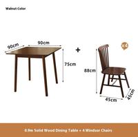 Ensemble de table à manger carrée en bois massif brun moderne avec chaises pour appartement et restaurant, style scandinave