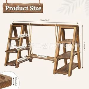 Soporte de madera para pasteles y postres de 3 niveles con estante giratorio para uso en fiestas y escritorio. - Product Image 2
