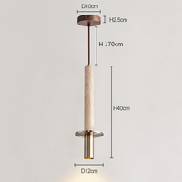 Suspension cylindrique en travertin et fer, style minimaliste moderne Wabi-sabi, pour salle à manger et bar, vente en gros, fabrication directe d'usine, suspension longue cylindrique