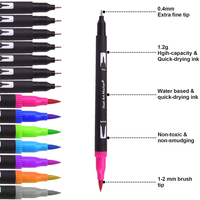 Juego de Rotuladores de Doble Punta de Alta Calidad, 72 Colores, Bolsa Suave, Solubles en Agua, Gran Capacidad, para Dibujo Artístico, Escritura Suave
