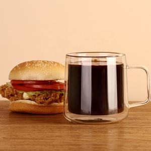 CnGlass 12 أونصة. كوب قهوة زجاجي من البورسليكات مزدوج الجدار بمقبض مربع طقم أدوات شرب للمطعم من 2 لكؤوس الشاي - Product Image 6