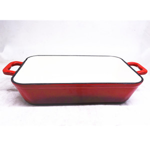 Moule à pain en fonte émaillée de forme rectangulaire de grande taille avec deux poignées - Product Image 6