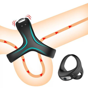 Anneau vibrant médical en silicone en forme de Y pour homme, triple anneau pénien à chargement magnétique USB, étanche IPX7, pour retarder l'éjaculation adulte - Product Image 2