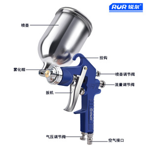 Rur Air Spray Gun W-77 1000 Ml Alloy Gravity Feed Paint Sprayer For Automotive Use - Product Image 4