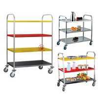 2-stöckiger Edelstahl-Servierwagen mit Quadratrohrkonstruktion, LFGB-Zertifiziert, 50-80kg Tragfähigkeit, Spiegelfinish für Hotel und Restaurant