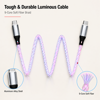 Câble USB PD 60W, design lumineux, alliage d'aluminium, câbles USB de type C compatibles avec ordinateur portable, moniteur, téléphone portable