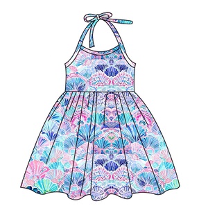 Robe licou imprimée Hippo Kids pour filles, idéale pour les vacances d'été à la plage, modèle moelleux grande taille, service ODM, robe une pièce pour adolescentes - Product Image 4