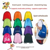 Sac à dos double sangle en polyester pour homme avec cordon de serrage, idéal pour le marathon, le basketball et le rangement, personnalisable avec logo – En stock