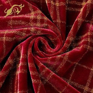 Новое поступление, стильные вельветовые блестящие трикотажные ткани с принтом в шотландскую клетку для женского платья - Product Image 1