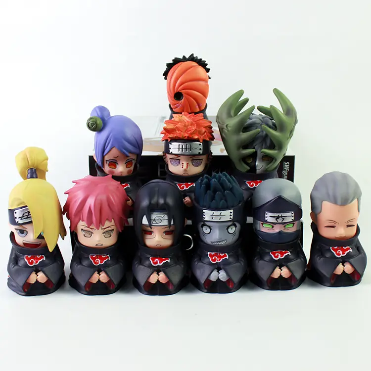 Kör kutu Narutos Sasuke Uchiha Kakashi Itachi Pvc modeli Anime Pop Action Figure oyuncak kutusu ile