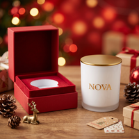 Vente en gros de pots à bougies en verre de luxe pour Noël, 8 oz, 10 oz, 14 oz, avec couvercle et boîte cadeau, décoration de Noël, logo personnalisé, directement de l'usine