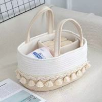 Organisateur de couches pour bébés tissé à la main avec glands panier de rangement pour pépinière support portable sac fourre-tout sac à couches pour maman