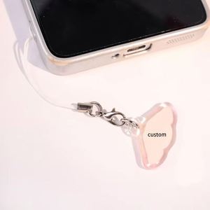 Porte-clés de téléphone en acrylique époxy imprimé UV double face personnalisé, avec sangle métallique, poudre scintillante, dessin animé coloré, léger - Product Image 5
