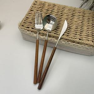 Japanese Style Rosewood Handle Cutlery Set 304 Stainless Steel <b>Knife</b> Fork Spoon Retro Solid Wood Three Piece Household Set - Product Image 4