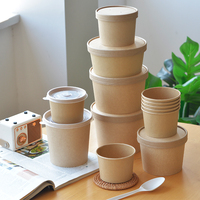 4oz 26oz Tasse à crème glacée personnalisée Boîte artisanale Bols à soupe en papier avec couvercles