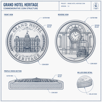 Pièce commémorative 3D personnalisée en relief, pièce de défi Hôtel Grand Heritage, cadeau souvenir de luxe, vente en gros, usine OEM ODM
