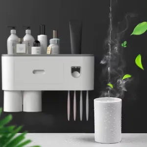 Space-saving Toothbrush Holder And Toothpaste Dispenser Storage Rack Bathroom Products Bathroom Accessory Set