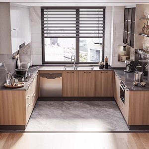 Meubles de cuisine modulaires modernes de luxe avec portes vitrées et accessoires de robinetterie/charnières, design personnalisable pour appartement - Product Image 4