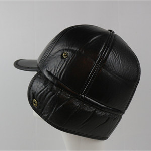 Men's Leather Baseball <b>Cap</b> With Ear Flaps Faux Fur <b>Winter</b> Warm Hat For Middle Aged And Elderly - Product Image 4