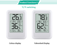 Mini thermomètre hygromètre numérique d'intérieur avec écran LCD, alimenté par piles, pour la surveillance quotidienne de la température et de l'humidité