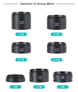0.5x WD165 Microscopio trinocular Lente objetivo auxiliar Vidrio 0.3X 0.7X 0.75X 1X 1.5X 2X Lupa óptica Barlow Len Máscara para los ojos - Product Image 6