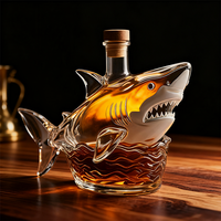 Petite bouteille de vin 320ml bouteilles de vin en verre drôle créatif forme de requin esprit whisky carafe