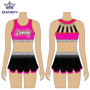 Wholesale Comfortable Compression <strong>Cheerleading</strong> Bras and Shorts <strong>Cheerleading</strong> Practice Sets With Shiny Rhinestones - Product Image 2