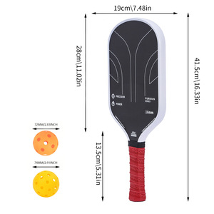 Raquette de pickleball Furious Series, 16 mm, fibre de carbone, antidérapante, pour entraînement, forme standard, design sans bordure - Product Image 2