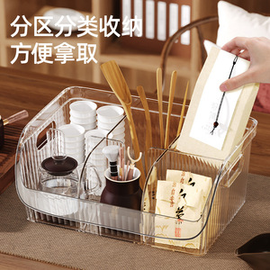 Tea Set Storage Box Transparent With Compartments For <b>Teacups</b> Tea Bags Accessories Desk Organizer - Product Image 4