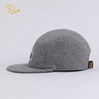 Casquette de baseball 5 panneaux unisexe 4U grise en jersey de coton ajustée, style décontracté et sportif, logo avant réglable, couleur unie