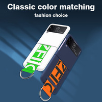Casing Ponsel Mewah TPU Frosted Touch untuk Z Flip 3 dengan Tali Pergelangan Tangan Elastis Cincin Lepas Pasang Perlindungan Anti Guncangan