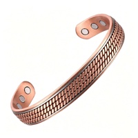 Bracelet magnétique en cuivre pur Sland pour hommes et femmes, motif tressé vintage, manchette en cuivre rouge, aimant sain, ouvert et réglable