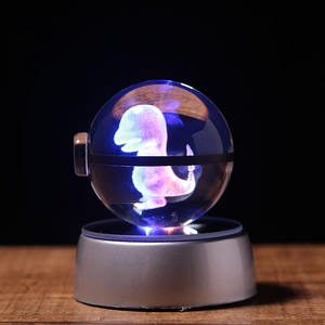 Boule de Pokéball Charmander en cristal transparent de 50 mm 80 mm, gravée au laser 3D, sculptée à la main, cadeau d'affaires - Product Image 1