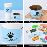 Manchons de tasses à café jetables personnalisés avec logo, manchons en papier pour tasses à thé au lait, manchons en papier kraft ondulé pour boissons chaudes et froides