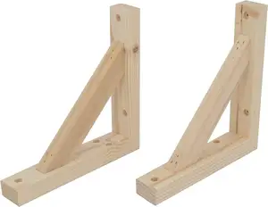 2包壁挂式木质搁板支架三角形木质搁板支架，用于装饰DIY木质支架