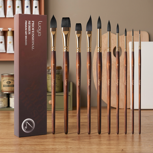 ชุดแปรงสีน้ำ Luoya Professional Fuumuui 10 ชิ้น ขนสังเคราะห์ ด้ามไม้ ขนกระรอก สำหรับศิลปิน แปรงหัวแบนขนาดใหญ่/แปรงหัวแหลม/แปรงหัวกลม - Product Image 3