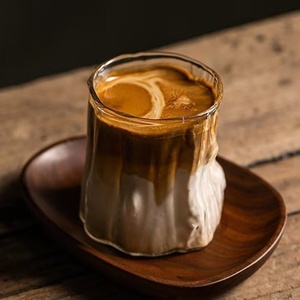 Tasse à café glacée style rétro japonais en verre haut de gamme, motif souche d'arbre, personnalisable, pour l'été - Product Image 3
