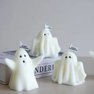 Bougies fantômes d'Halloween Bougies blanches parfumées Bougies effrayantes Cadeaux gothiques pour décor fantôme