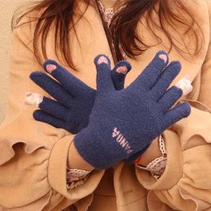 Automne hiver femmes fausse fourrure de vison mode <span class=keywords><strong>Panda</strong></span> Jacquard tricoté écran tactile doigt doux main sensation gants - Product Image 2