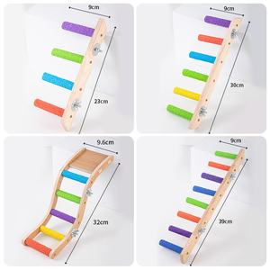 Jouets pour oiseaux de compagnie : Échelle d'escalade ondulée en bois naturel pour perroquets, perchoirs à griffer, jouet de cage pour perruches, calops et agapornis - Product Image 5