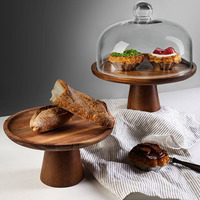 Support à gâteau rotatif en bois d'acacia de qualité supérieure - Plateau de présentation moderne pour desserts, idéal pour boulangerie, hôtel, restaurant, buffet, décoration