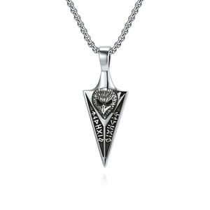 Collar con Colgante <span class=keywords><strong>de</strong></span> Acero Inoxidable 316L Antideslustre, Diseño <span class=keywords><strong>de</strong></span> la Lanza Gungnir <span class=keywords><strong>de</strong></span> Odín con Cuervo y Runas Nórdicas, para Hombre - Product Image 4