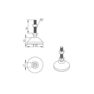 Produsen China 7043 7044 60A-M10*50/80 Kaki Penyetel Nivel Nylon yang Dapat Disesuaikan dengan Baut Baja M6 M8 M10 M12 M16 M20 M24 - Product Image 4