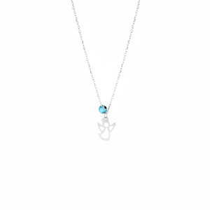 925 Sterling Silver Fine Pendant <b>Necklace</b> with Blue Agate Angel Design DSALK1001 Turkey - Product Image 2