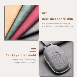 Housse de télécommande de voiture à 4 boutons pour <span class=keywords><strong>Honda</strong></span> HR-V CR-V CRV <span class=keywords><strong>Civic</strong></span> Accord 2021 2022 2023 <span class=keywords><strong>Porte</strong></span>-clés <span class=keywords><strong>porte</strong></span>-clés en cuir pour voiture - Product Image 6